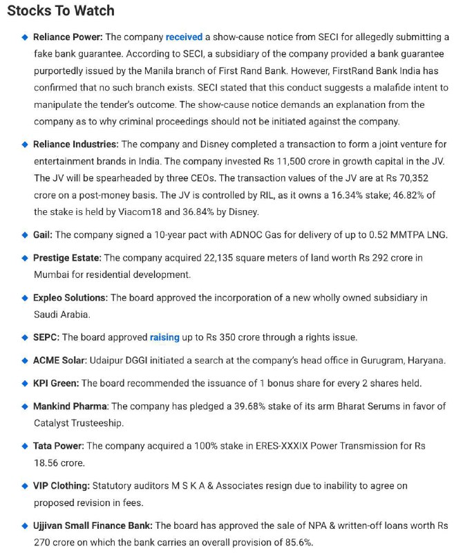 Stocks to WatchStocks to Watch