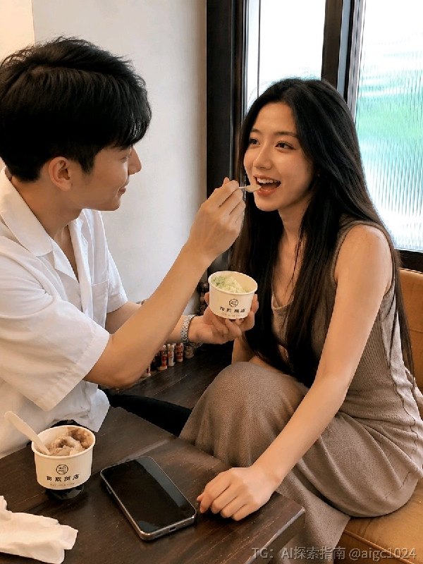 续集来了🤣原来是一个人安静吃甜品，现在给她加了个会喂到嘴边的人
