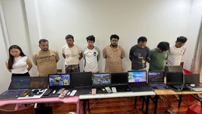 金边大事件：金边朗哥区破获跨国杀猪盘电诈窝点 8名外籍嫌犯落网 7月6日 金边警配图