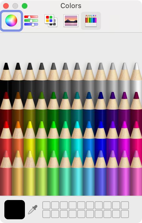 有时候还挺费解为什么 Mac 的 Color Picker 会有“蜡笔”面板，原来是工程师自娱自乐的产物