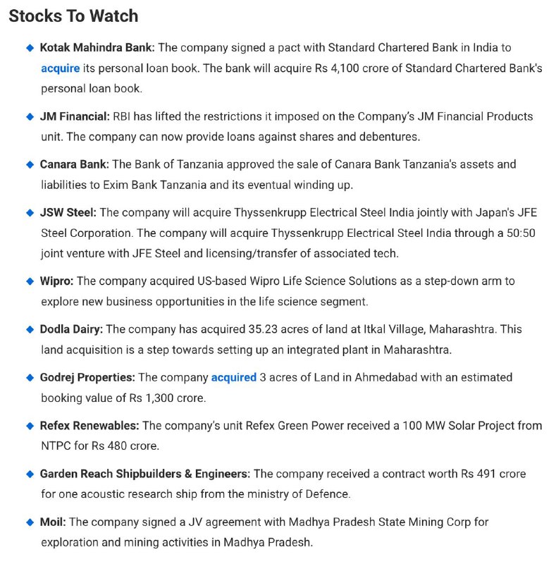 STOCKS TO WATCH