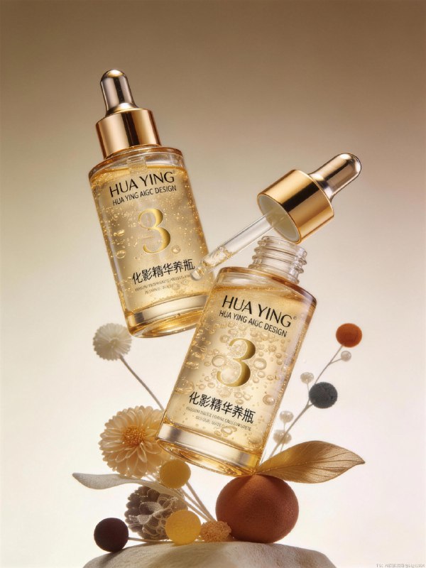 AIGC直出精准控图，护肤品摄影大片（附教程） 既梦4.5+4.1护肤品摄影大片，提示词参考：红色区域为花朵，蓝色区域为绿植