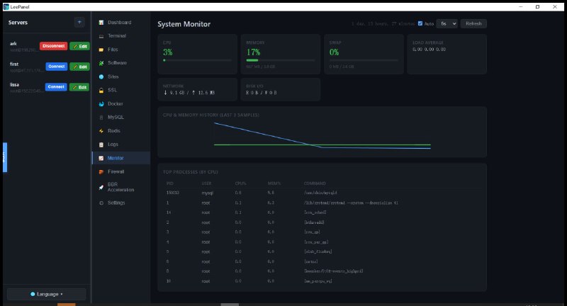 🛡 LeePanel - 免费开源，下一代 Linux 服务器管理面板软件