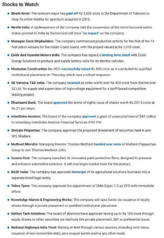 STOCKS TO WATCHSTOCKS TO WATCH