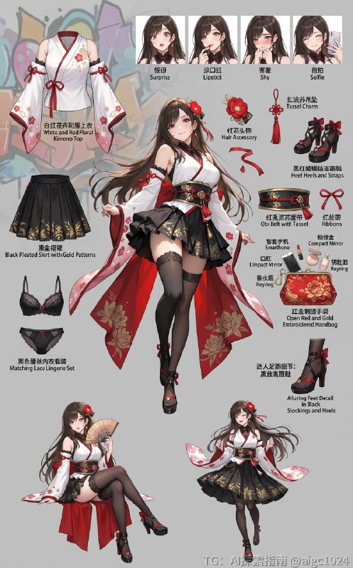 穿搭分解，今天是红色系～@aigc1024