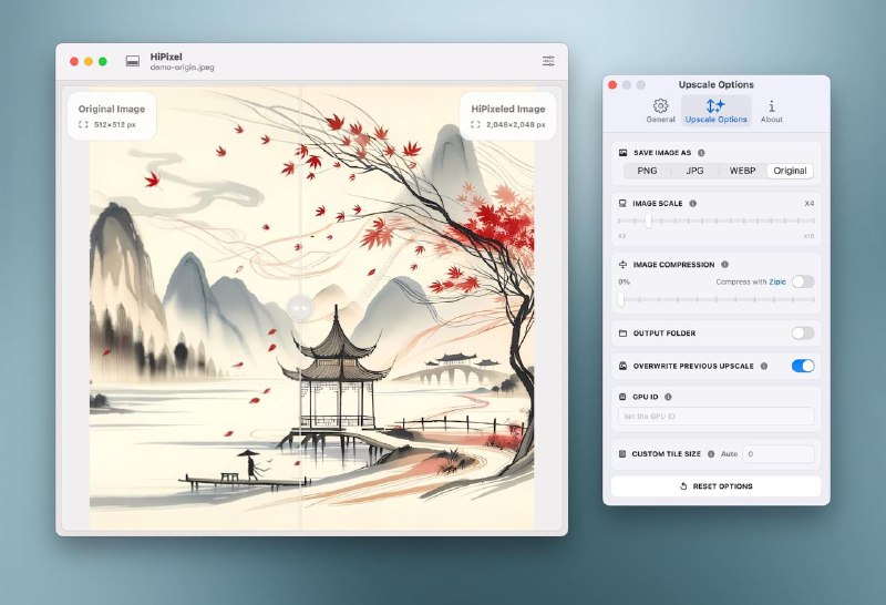 #开源 #图像处理 #AI #工具 #macos🖼 清朝老图专属：基于 AI 的图片放大工具HiPixel 是一款采用 Upscayl 的强大 AI 模型的原生 macOS 应用程序，用于 AI 图像超分辨率处理对比 Upscayl，HiPixel 拥有原生体验、交互和界面简化、批处理等新功能📑相关阅读Upscayl - 一款开源的跨平台 AI 放大图片工具📮投稿    📢频道    💬群聊    🔎索引