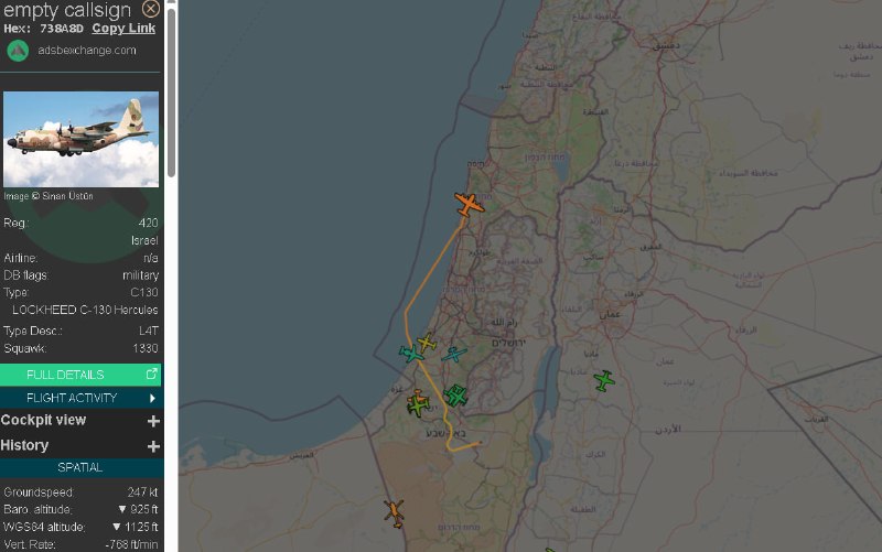 תנועה מרובה של ג-130 ישראלי בין דרום לצפון מאז הבוקר.