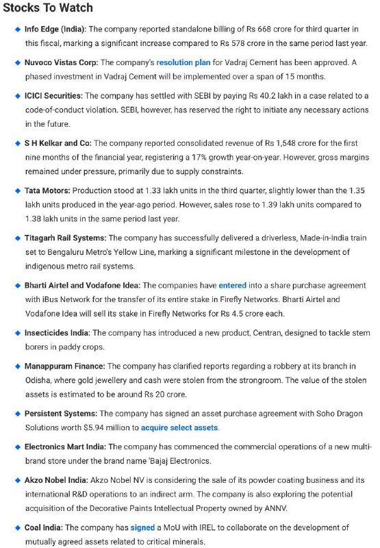 Stocks to WatchStocks to Watch