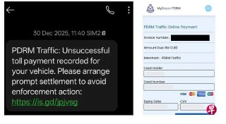 骗子假冒马来西亚警方要受害者缴清过路费，警方促请公众提高警惕。 https://zb.sg/jW75