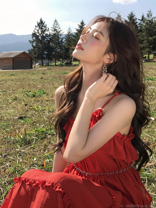 AI人像提示词分享｜草原红裙子的氛围感写真 姐妹们！分享一组超实用的AI人像提示词，主打清新田园风，适合春夏氛围感写真！无论你是新手还是老手，直接复制下面的口令就能出片，真的超方便✨--------------------场景：绿色草地、松树、远处木屋和山脉，明亮天空，乡村氛围