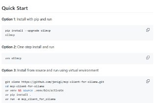 MCP Client for Ollama：面向本地LLM开发者的终端交互利器，轻松连接多台MCP服务器，实现高级工具调用与工作流自动化。• 🌐 支持多服务器并行，兼容 STDIO、SSE 和 Streamable HTTP 多种传输协议  • 🎨 现代化交互式终端UI，带模糊自动补全和高亮JSON工具展示，提升操作效率  • 🚀 实时流式响应，切换任意本地Ollama模型无需重启，支持上下文窗口动态调整  • 🛠 完整工具管理，支持启停服务器与工具；Human-in-the-Loop机制保障执行安全  •