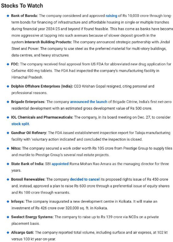 Stocks to WatchStocks to Watch