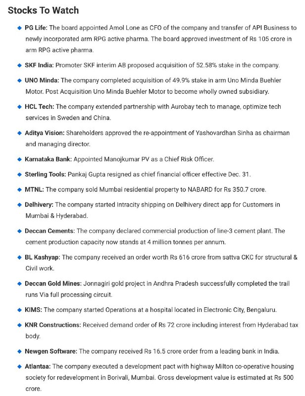 STOCKS TO WATCHSTOCKS TO WATCH