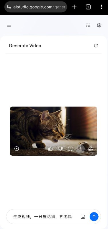 又火星了，谷歌 aistudio 可以使用veo2 生成视频了，就是生成的视频没有声音，画质还可以