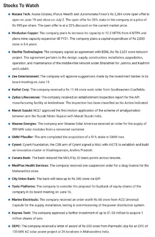 STOCKS TO WATCH