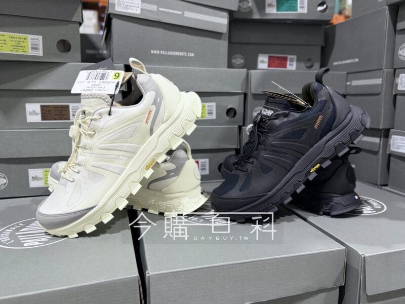 COSTCO新鞋到，PALLADIUM這雙鞋也太帥了吧，尺寸有男有女，VIBRAM黃金大底+橘標防水，這雙下檔優惠每雙會再折600元哦，不急的朋友可以先去試穿尺寸