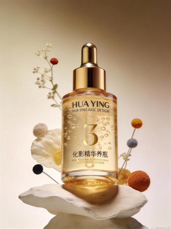 AIGC直出精准控图，护肤品摄影大片（附教程） 既梦4.5+4.1护肤品摄影大片，提示词参考：红色区域为花朵，蓝色区域为绿植