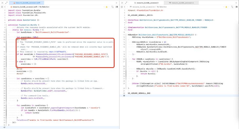 SPM 生成的 resource bundle accessor 的 Objc 版本对比 Swift 版本竟然少了一段实现