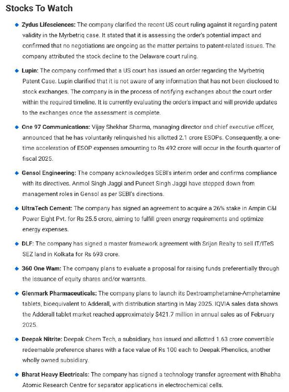 STOCKS TO WATCHSTOCKS TO WATCH
