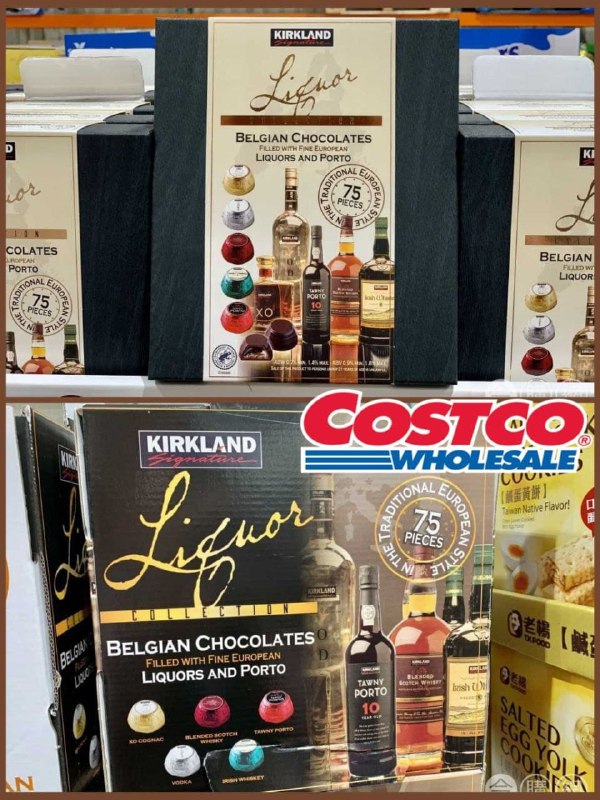KIRKLAND SIGNATURE烈酒與波特酒巧克力，Costco新上市的烈酒巧克力，包裝滿有質感的，共有5種不同巧克力
