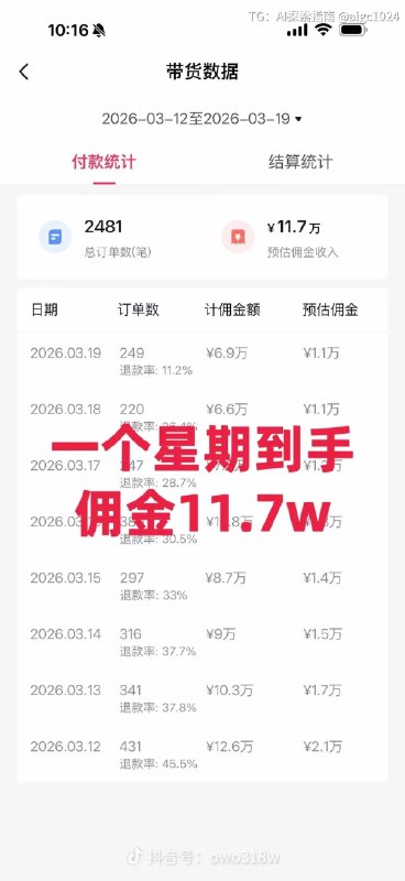 看了一下现在抖音上的AI女装带货赛道这个天选之号一周佣金11w，一千多w的浏览量封面Ai对镜上身视频也是Ai虽然女装退货率不止这么低这个佣金最后到手还得再缩一缩水💦但这是非常容易复制的一个模式抖音没改变推荐算法之前的第一口肉AI探索指南 | Hermes爱马仕 & OpenClaw小龙虾🦞看了一下现在抖音上的AI女装带货赛道这个天选之号一周佣金11w，一千多w的浏览量封面Ai对镜上身视频也是Ai虽然女装退货率不止这么低这个佣金最后到手还得再缩一缩水💦但这是非常容易复制的一个模式抖音没改变推荐算法之前的第一口肉AI探索指南 | Hermes爱马仕 & OpenClaw小龙虾🦞