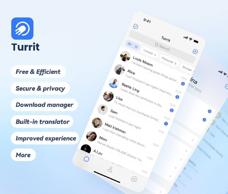 📁 Highlight: Turrit is a Third-party Telegram client with lots of powerful features.Turrit是一款Telegram第三方客户端，默认支持全语言，除原版功能，还包括：💡Features：- Upload and download speed boost（上传下载极速，最高提速20倍）- Pre-send translation through ChatGPT （内置自动翻译器，发送前翻译，支持Chatgpt翻译）- Set up  privacy with just a click to block random people from pulling you into groups. （一键隐私设置，防止陌生人拉群）- Add friends through QR code scanning （扫二维码快速加好友）- Hide Stories from chat page （支持移除Story）⬇Google Play: