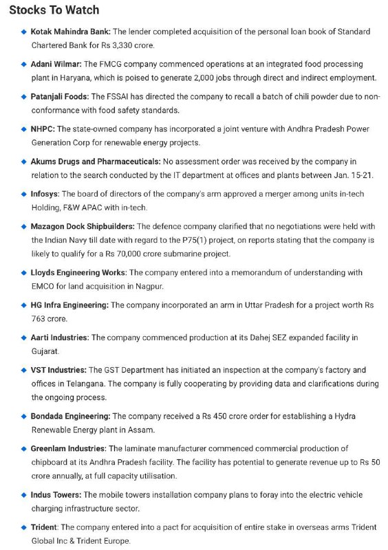 Stocks to Watch