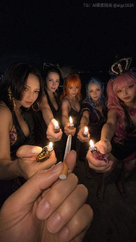 给大佬点烟系列……提示词：生成一张 9:16 竖版深夜手机抓拍风格图像，画面呈现一个虚构的[主]跨界场景