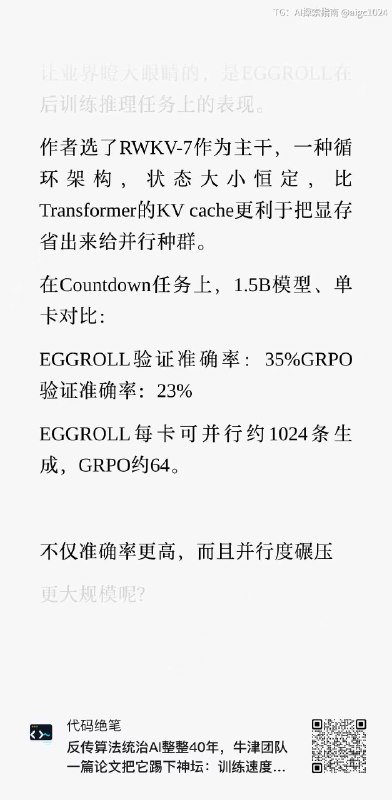 听说这篇论文最近很火：牛津大学团队用进化策略替代反向传播，把RWKV-7作为大规模并行后训练的主干