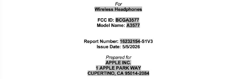 🍏 FCC 文件曝光苹果未发布头戴式蓝牙耳机美国 FCC 数据库近日出现一款苹果未发布的蓝牙耳机，型号 A3577
