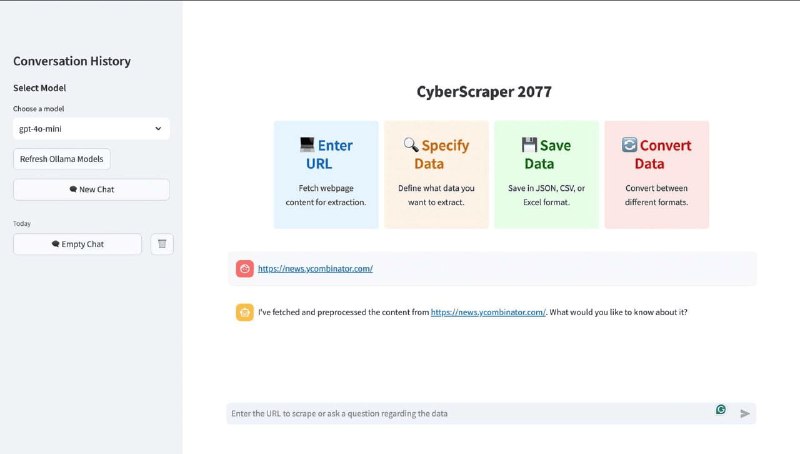 🗣CyberScraper 2077：网页数据抓取工具，基于 Python，能够从单个或多个网页中提取数据🏷标签：#python #AI #抓包👉链接：