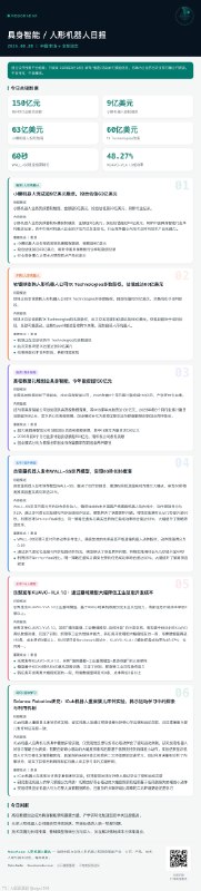 具身智能日报0828：具身智能投融资与技术演进摘要小鹏机器人完成超9亿美元融资，自变量发布世界模型，乐聚推出VLA 1.0，行业融资活跃