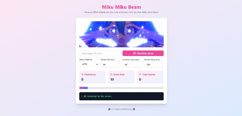 #开源 #网络工具🥸 MikuMikuBeam - 一个开源的网络压力测试工具只需创建代理列表、用户代理列表文件即可开始测压