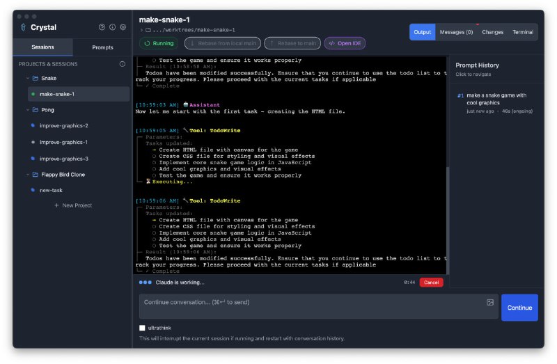 🔮 Crystal - 多会话AI编程神器让Claude Code开启多线程模式！Crystal是一款革命性的桌面应用，专为AI编程而生