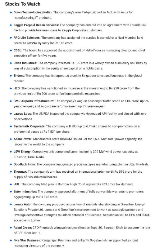 Stocks to watchStocks to watch