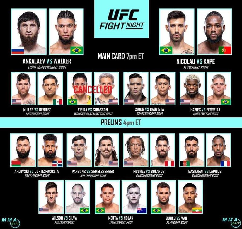 UFC Fight Night: Ankalaev vs. Walker📆 Sunday 14.1.2024 at 3:30 AM#UFC