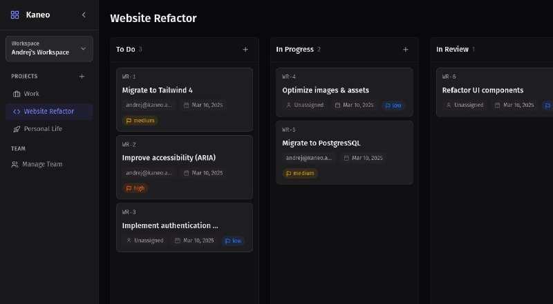 #开源 #协作 #项目管理📷 Kaneo - 一个开源的项目管理平台🌐 在线演示Kaneo 可实现简单高效的多人协作项目管理！非常适合小团队使用📮投稿    📢频道    💬群聊    🔎索引