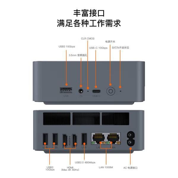 零刻 EQR6 1295 好价R7-7735HS 准系统 R7-7735HS (6nm 8C16T)Radeon 680M 2200MhzDDR5 SO-DIMM 4800Mhz x2M.2 pcie 4.0插槽 x2USB2.0 X2USB3 X3USB-C X1RJ45 1Gbps X2 (盲猜牙膏厂)WIFI6 AX200 BT5.2音频3.5MM 前置接口HDMI接口 X2电源内置85W 1.5M缺点没有USB4没外置显卡拓展坞接口(OCulink)没后耳机孔没DP接口没RGB跑马灯没快拆设计没指纹解锁没2.5寸硬盘位没送显示器没送键盘鼠标没2.5g网口刀法精准，价格极低1295 预计是最便宜且满足680M核显的迷你电脑(流畅4KAV1编码视频)