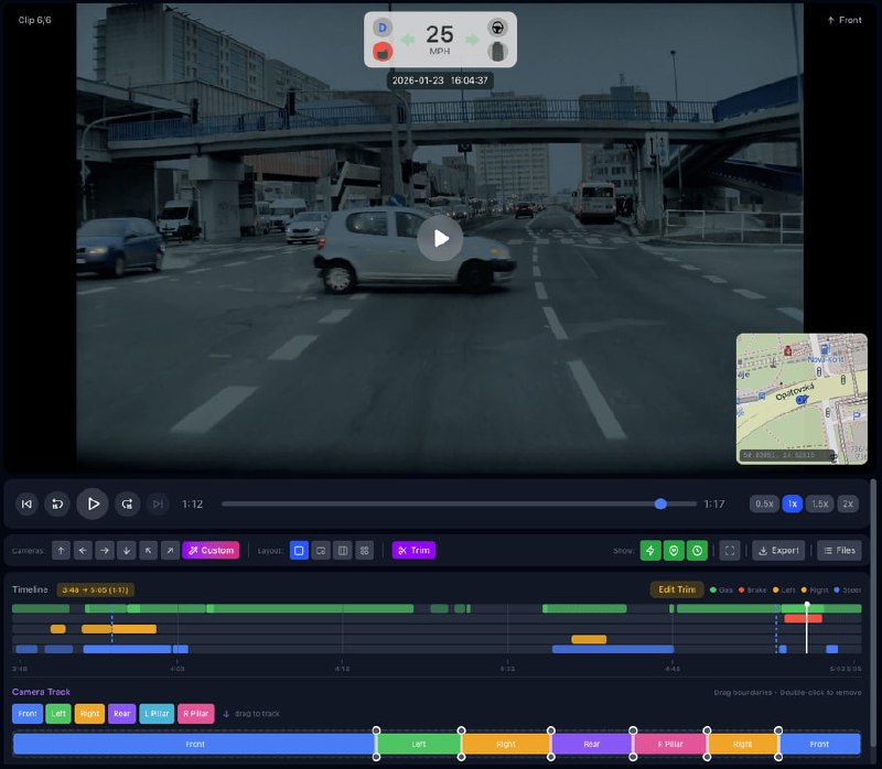 exportdash cam：特斯拉行车记录仪查看器，支持无缝播放、实时遥测叠加和视频导出