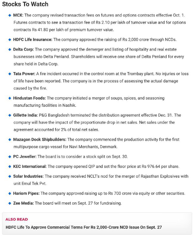 Stocks to watch