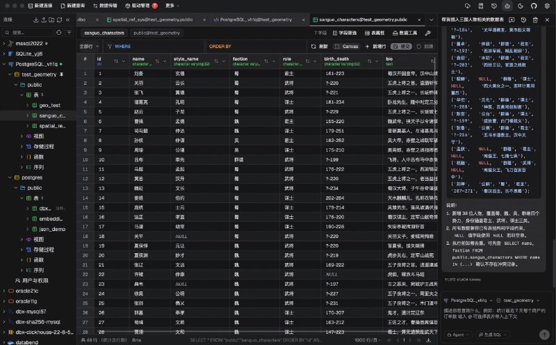 DBX：支持 70+ 数据库的跨平台工具，一个轻量、跨平台，同时能够覆盖多种数据库，并且可以接入 AI 与 MCP 工作流的开源工具 🗂链接：GitHub项目 /  官网地址#⃣标签：#数据库 #windows #macOS #Linux🌍频道  😮群聊 🉐投稿 🔥合作