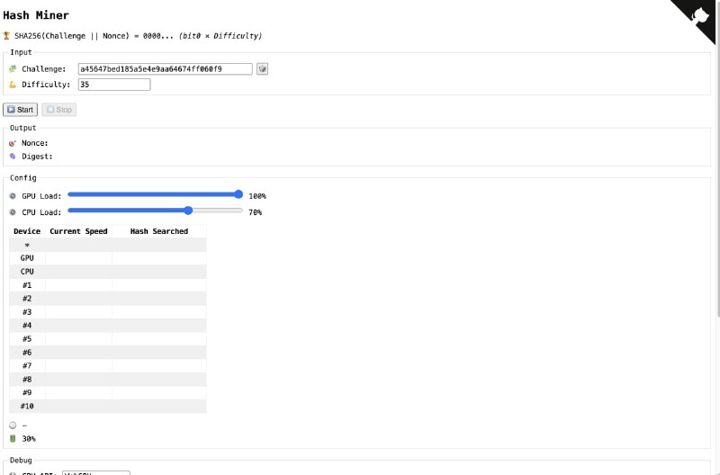 hash miner：显卡行不行，浏览器跑一下就知道！基于 WebGPU 的在线哈希算力测试神器🏷标签：#源码 #网站 #显卡测试☁链接：点击获取⭐频道  😮群聊  ✏投稿  🌍中文