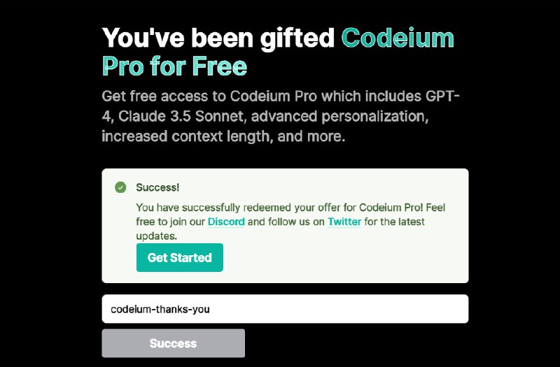 白嫖两个月 Codeium Pro领取： codeium.com/offers?offer_code=codeium-thanks-youCodeium 是对标 Cursor 的 AI 编程工具，支持GPT4o、Claude 3.5 Sonnet领取之后点击右上角下载按钮可以下载 Windsurf 体验☎️ 关注极客盐选