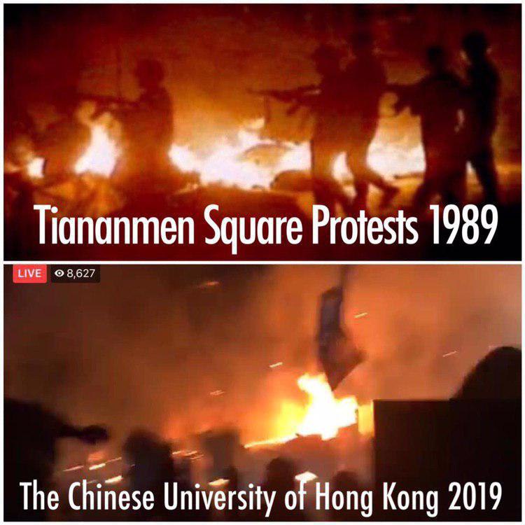 #中大從7:50至今約40分鐘，警員的催淚彈攻勢沒有停過