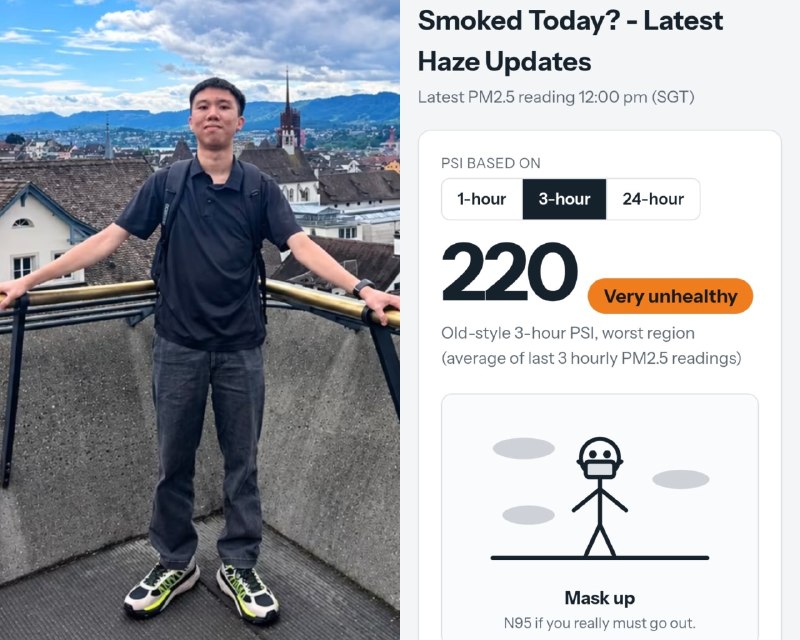 🚬 How many cigarettes' worth of haze have you breathed in? An NTU student has created a website that estimates your exposure based on Singapore's air pollution readings: