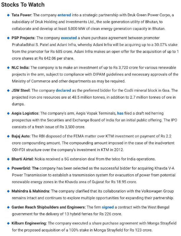 Stocks to WatchStocks to Watch
