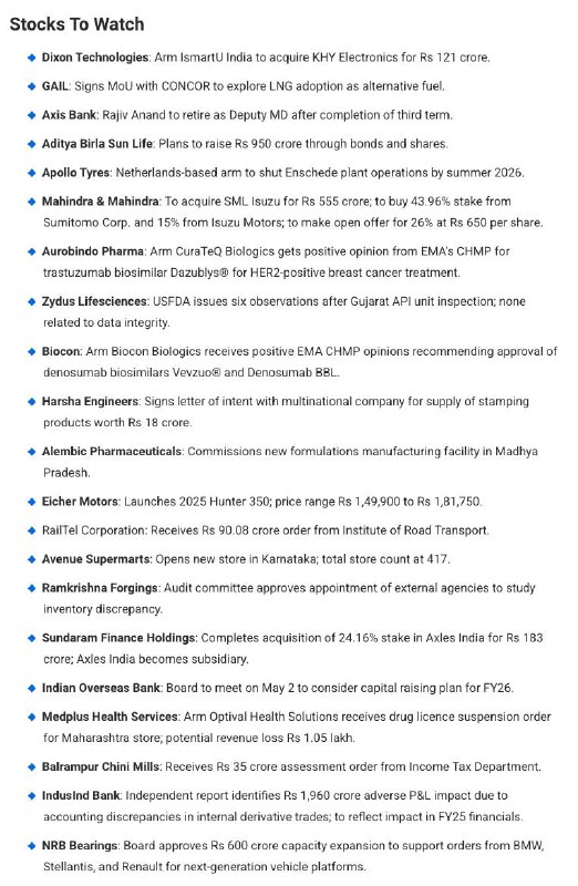 STOCKS TO WATCH