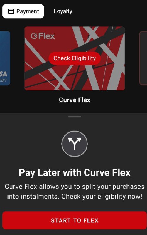 #Curve  （flex信用卡）你的下一个flex何必是monzo！英区curve flex信用卡，申请是sp，分期会hp打开app，卡片滑到最右边，或者打开卡片视图，再或者打开主页找到flex，看看你有没有资格申请#Curve #flex #英国👍 @wuhuarouzhijia