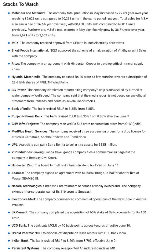 STOCKS TO WATCHSTOCKS TO WATCH