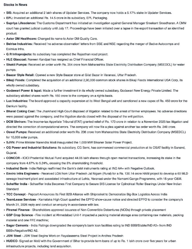 STOCKS TO WATCHSTOCKS TO WATCH